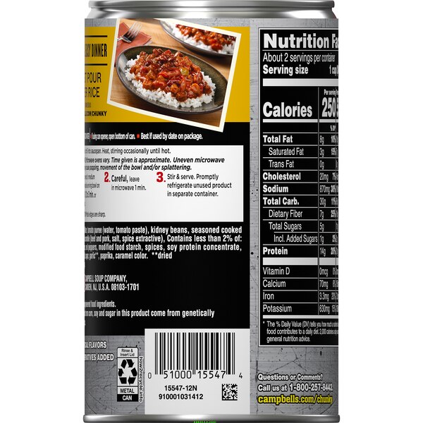 Campbell's Chunky Chili with Beans, Can, 19 oz