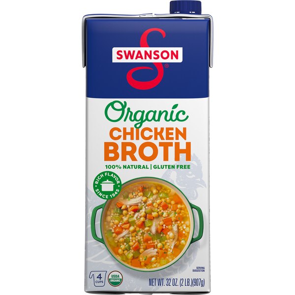 Swanson 100% Natural Organic Chicken Broth, 32 oz Carton