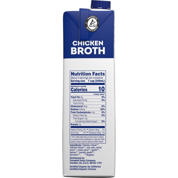 Swanson 100% Natural Organic Chicken Broth, 32 oz Carton
