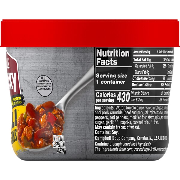 Campbell's Chunky Chili with Beans, Microwavable Bowl, 15.25 oz