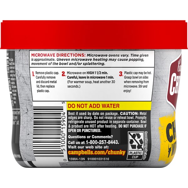 Campbell's Chunky Chili with Beans, Microwavable Bowl, 15.25 oz