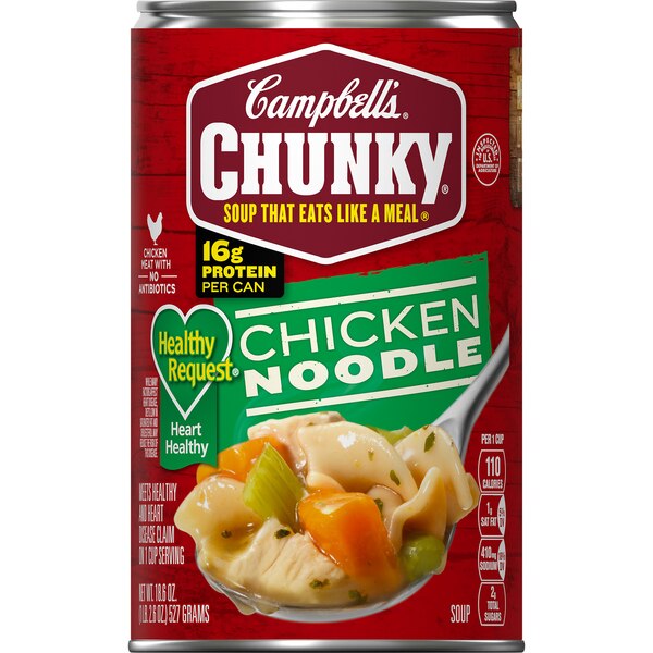 Campbell's Chunky Soup, Healthy Request Chicken Noodle Soup, Can, 18.8 oz