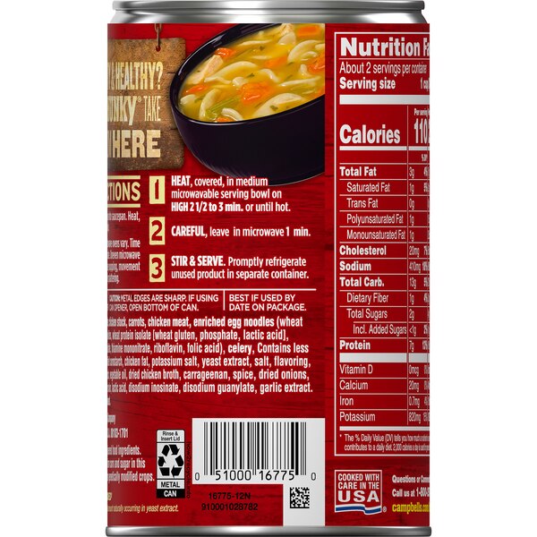 Campbell's Chunky Soup, Healthy Request Chicken Noodle Soup, Can, 18.8 oz