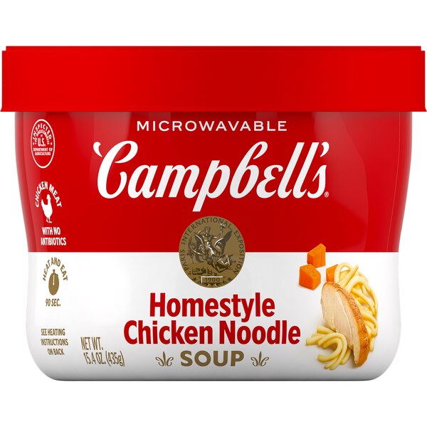 Campbell's Homestyle Chicken Noodle Soup, Microwavable Bowl, 15.4 oz