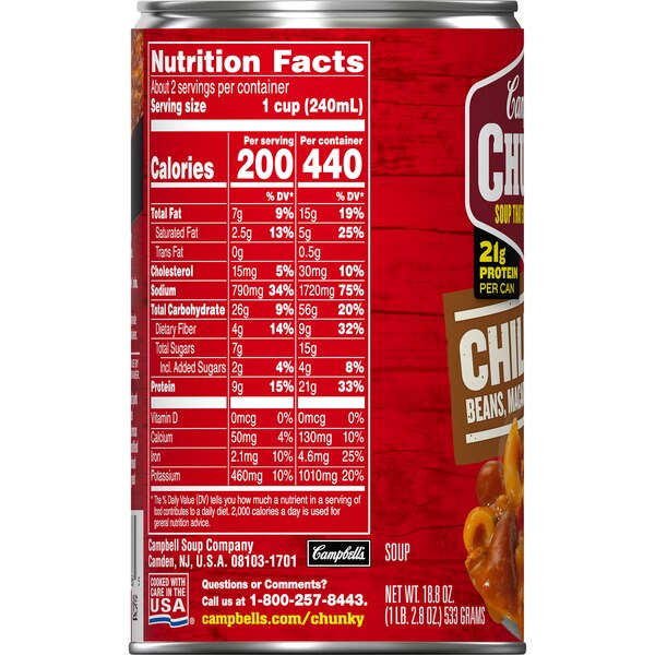 Campbell's Chunky Soup, Chili Mac, Can, 18.8 oz