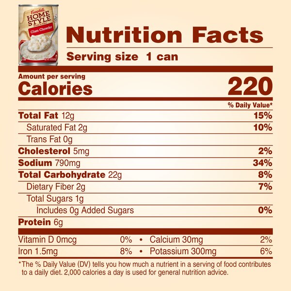 Campbell's Homestyle Soup, Clam Chowder, Can, 10.5 oz