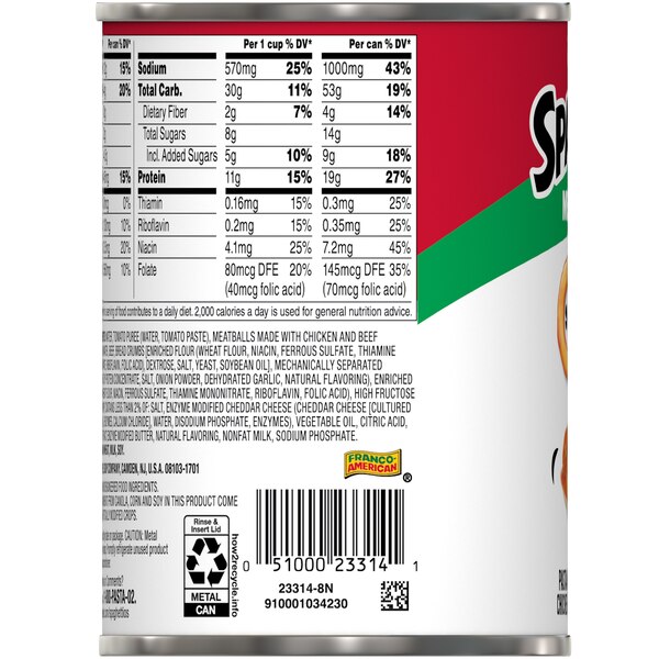 SpaghettiOs Canned Pasta with Meatballs, Can, 15.6 oz