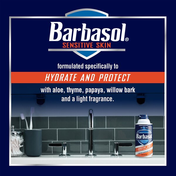 Barbasol Sensitive Skin Thick and Rich Shaving Cream for Men, Travel Size, TSA Approved, 2.25 OZ