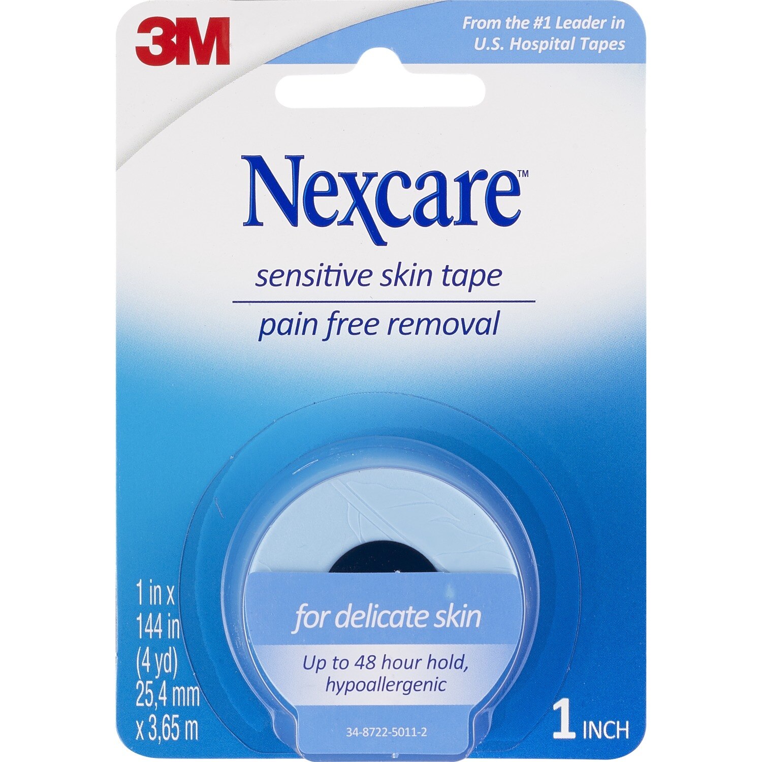 Nexcare Sensitive Skin Tape, 1 in x 4 yd (25.4 mm x 3.65 m)