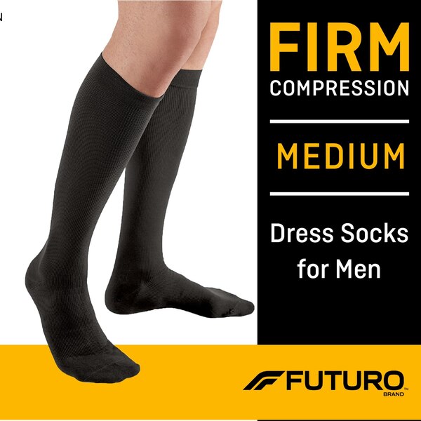 Futuro Firm Compression Dress Socks for Men, Black