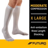 Futuro Moderate Compression Anti-Embolism Knee Length Closed Toe Stockings, White, thumbnail image