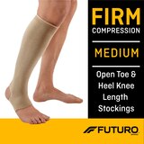 Futuro Firm Compression Open Toe/Heel Knee Length Stockings for Men and Women, Beige, thumbnail image