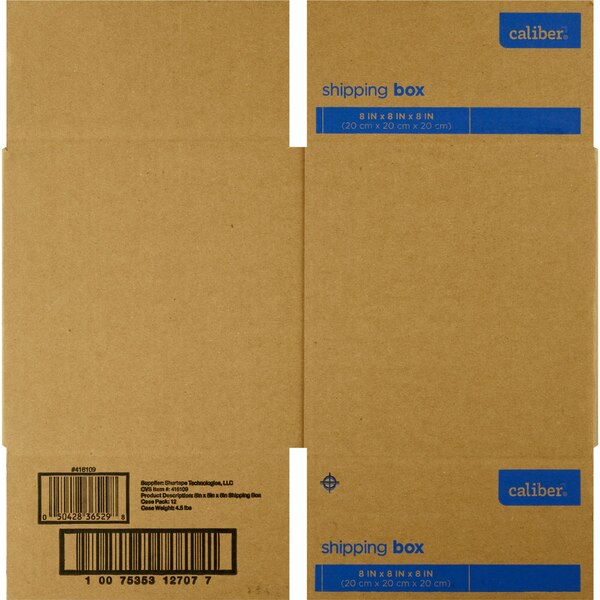 Caliber Mailing Moving & Storage Box, 8 In x 8 In x 8 In