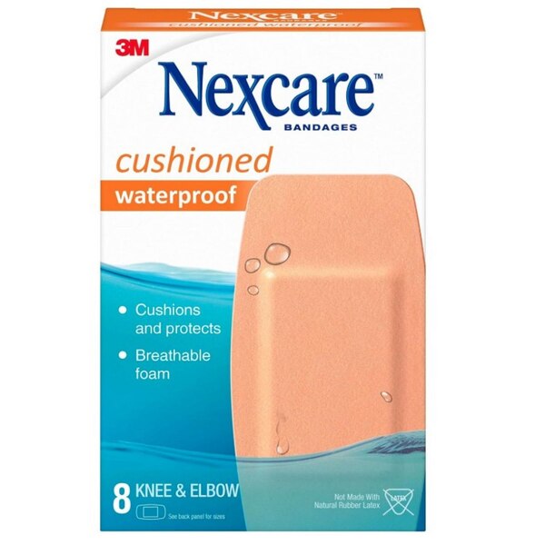 Nexcare Cushioned Waterproof Foam Bandages, Knee & Elbow, 8 CT