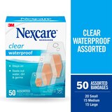 Nexcare Clear Waterproof Bandages, Assorted Sizes, 50 CT, thumbnail image