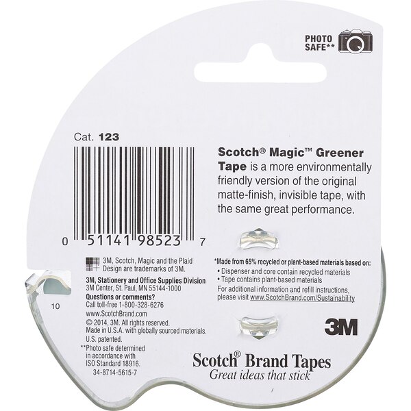Scotch Magic Greener Tape, 3/4 in, 16.6 yd