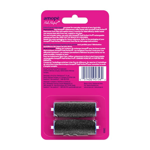 Amope Pedi Perfect Electronic Foot File Extra Coarse Diamond Crystals Refills, 2CT