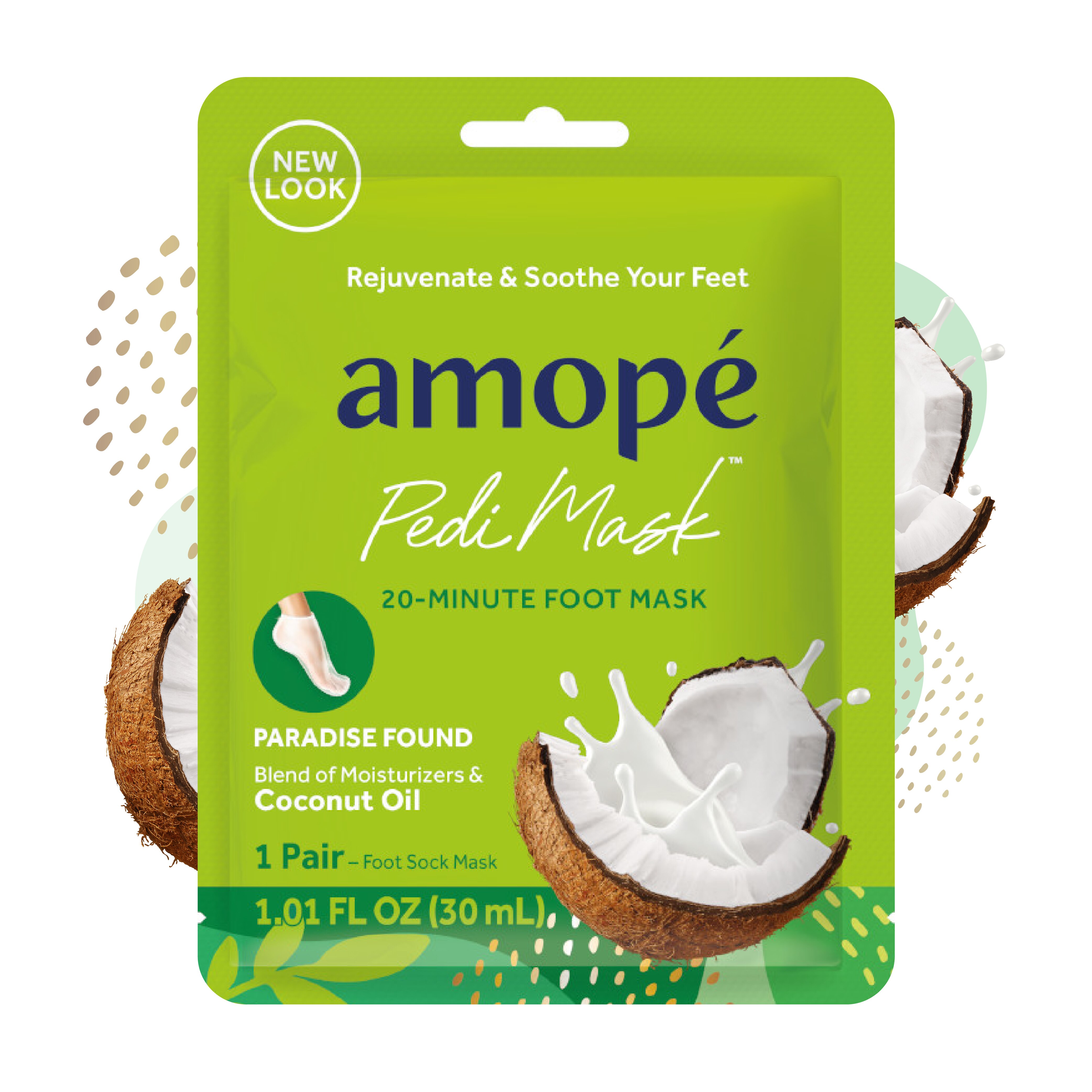 Amope Pedimask - Calcetín de mascarilla para pies, esencia de aceite de coco