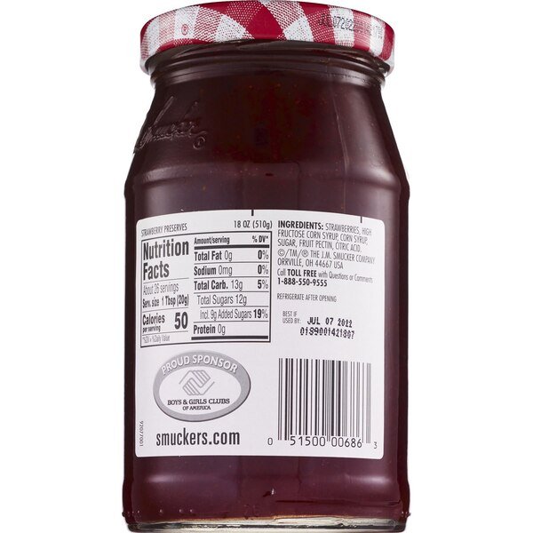 Smuckers Strawberry Preserves, 18 oz