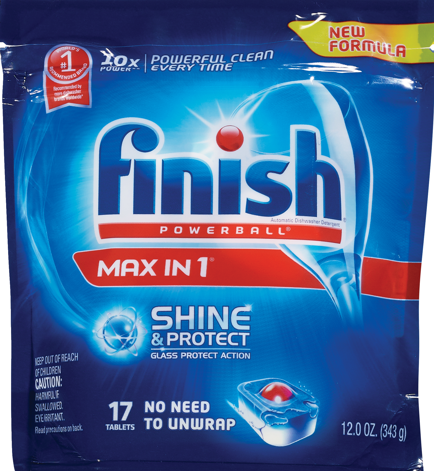 Finish Powerball Tabs Shine & Protect Max in 1 Automatic Dishwasher Detergent, 17CT