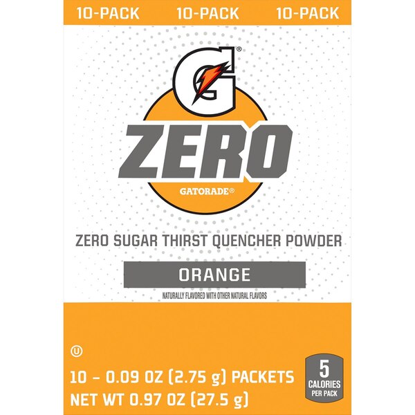Gatorade Zero Powder Orange, 10 PK