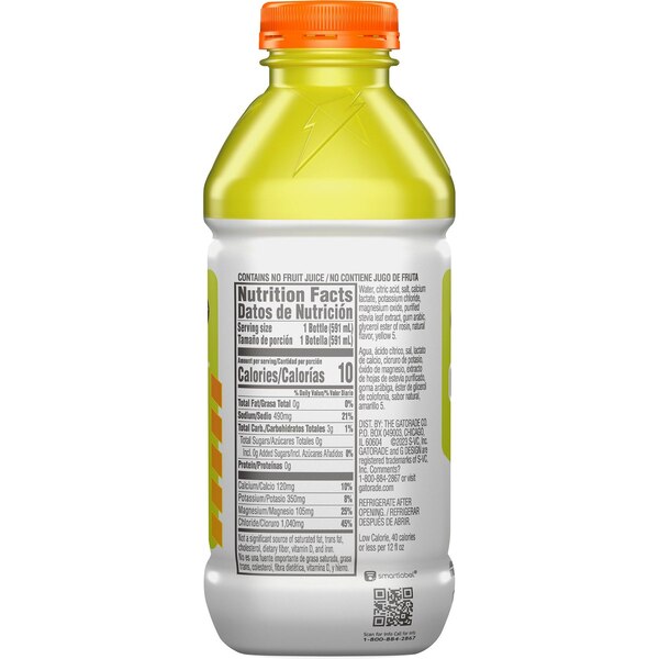 Gatorlyte Zero, Lemon Lime, 20 oz