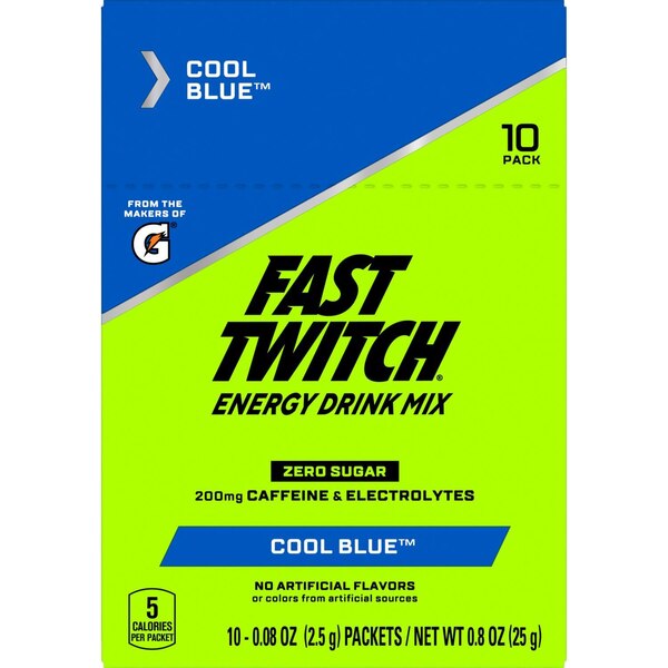 Fast Twitch Energy Drink Mix Powder Cool Blue, 10 PK