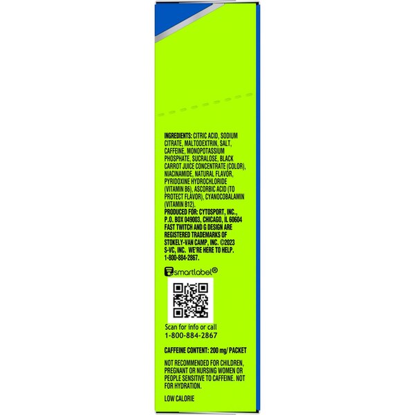 Fast Twitch Energy Drink Mix Powder Cool Blue, 10 PK