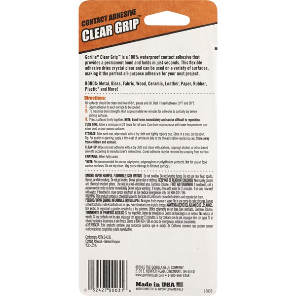 Gorilla Clear Grip, 3OZ, Tube