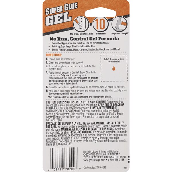 Gorilla Super Glue Gel, 2 ct