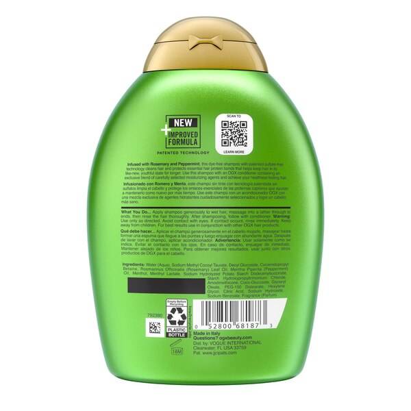 OGX Rosemary Mint Shampoo, 13 OZ
