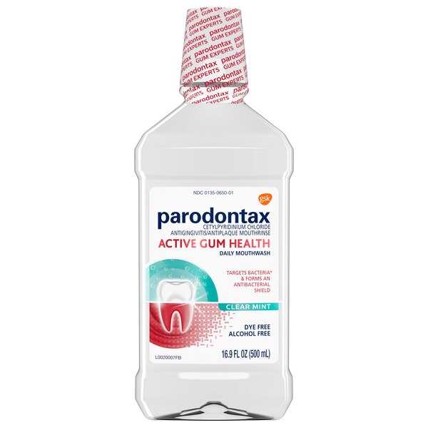 Parodontax Active Gum Health Mouthwash, Clear Mint, 16.9 OZ