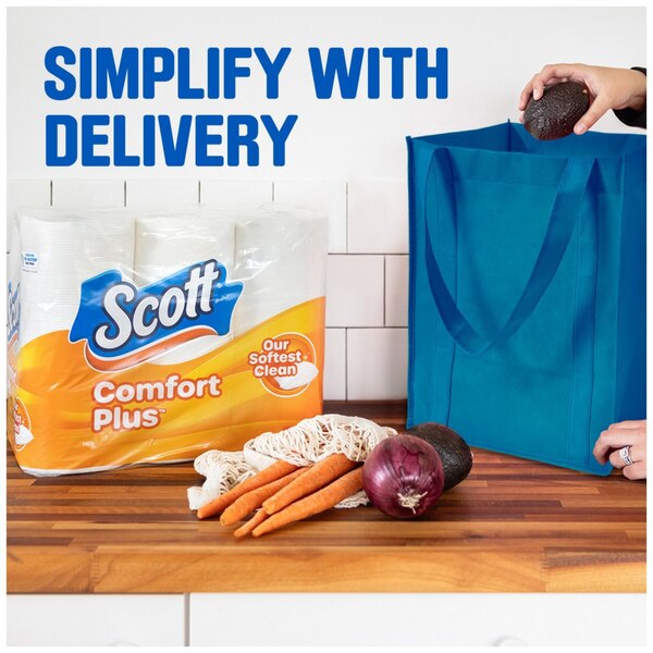 Scott ComfortPlus Toilet Paper, 18 Double Rolls, 231 Sheets per Roll, Septic-Safe, 1-Ply Toilet Tissue