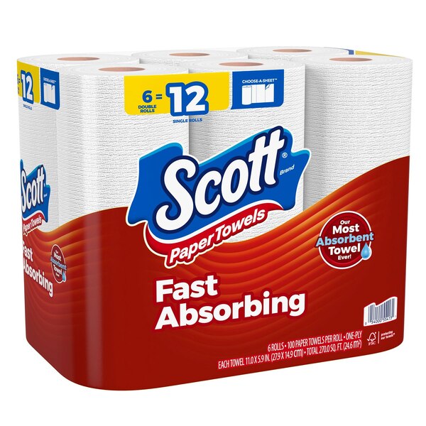Scott Paper Towels, 6 Double Rolls