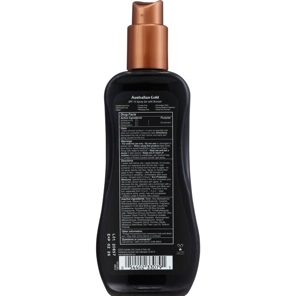 Australian Gold Spray Gel Sunscreen With Instant Bronzer, 8 OZ