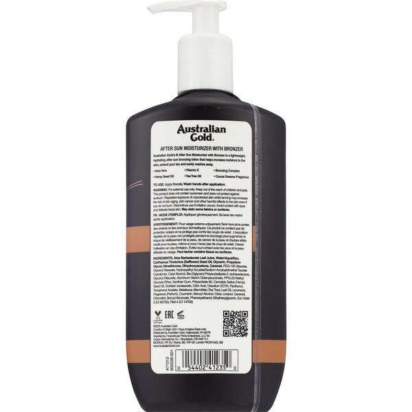 Australian Gold After Sun Moisturizer With Bronzer, 16 OZ