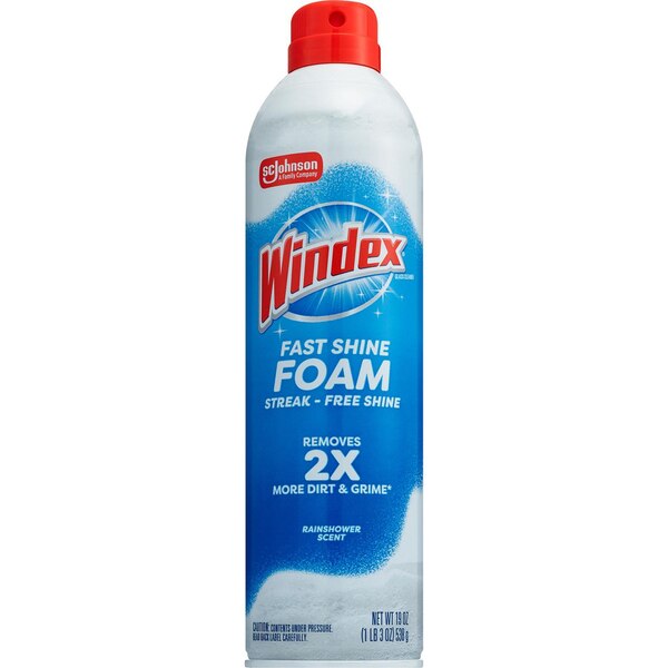 Windex® Fast Shine Foaming Glass Cleaner, Rainshower, 19 oz