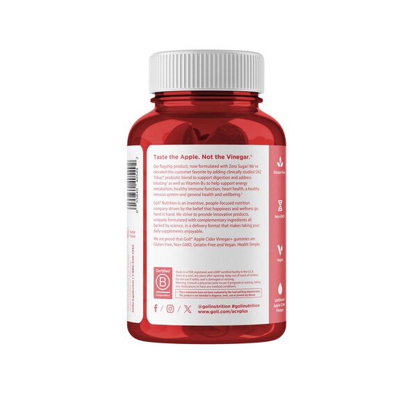 Goli Zero Sugar Apple Cider Vinegar Gummies, 60 CT