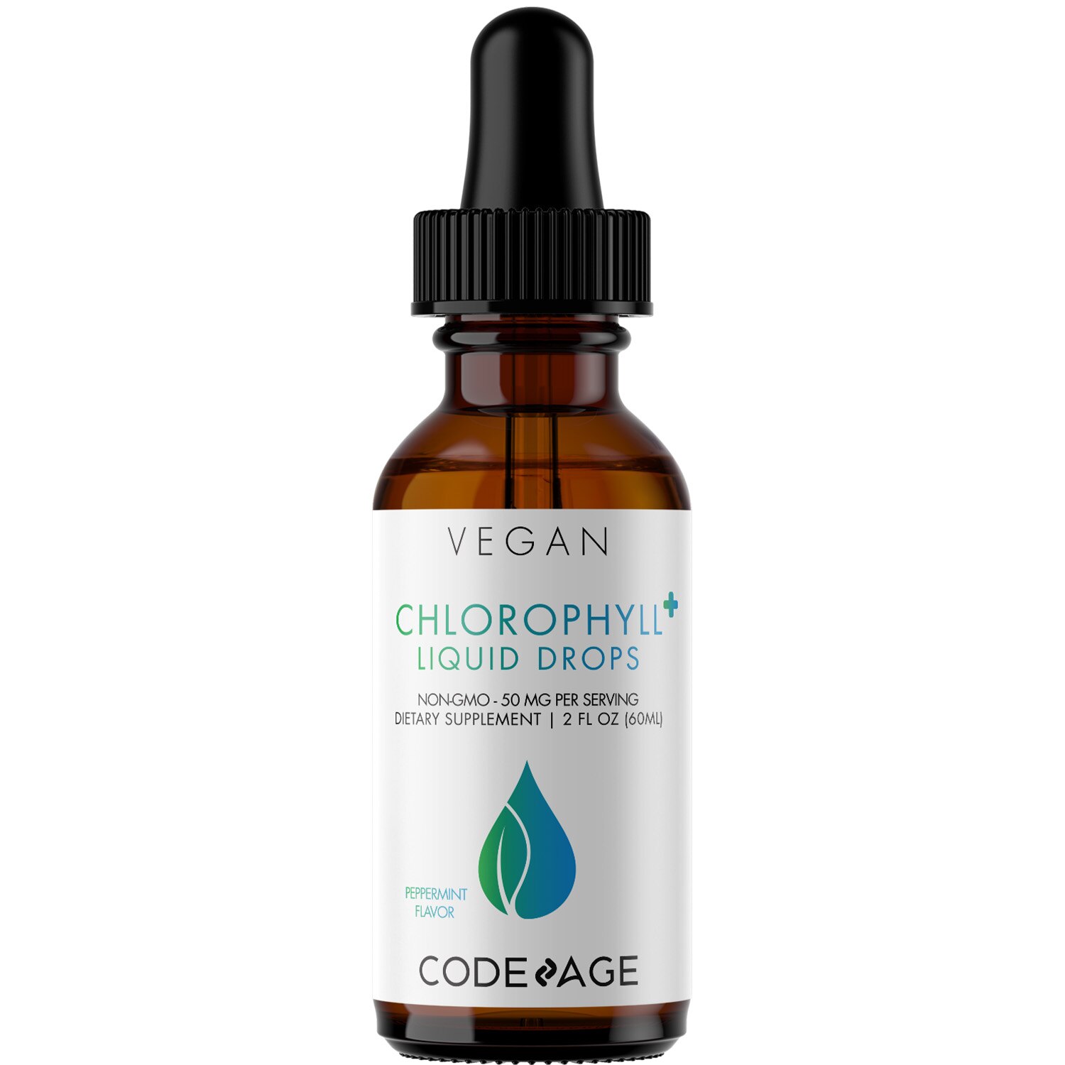 Codeage Vegan Chlorophyll Liquid Drops with Vegetable Glycerin, Peppermint Oil Flavor, 2 OZ