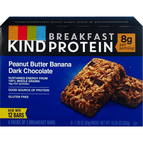 KIND Breakfast Protein Bar, Peanut Butter, Banana & Dark Chocolate, 6ct, 1.76 oz