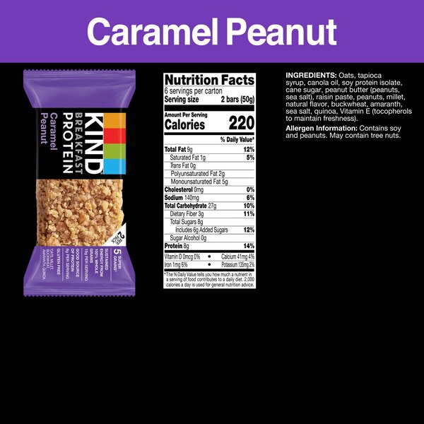 Kind Snacks, Breakfast Protein Caramel Peanut, 1.76 oz