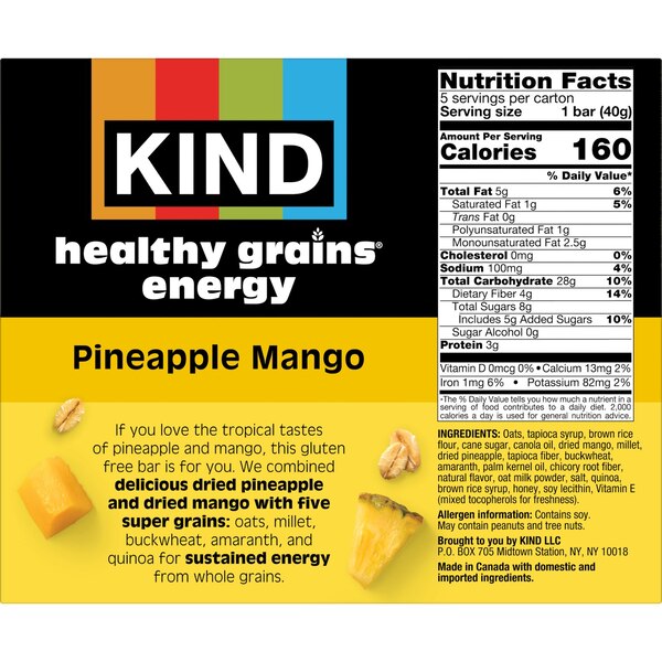 Kind Snacks, Healthy Grains Energy Bar, Pineapple Mango, 1.41 oz