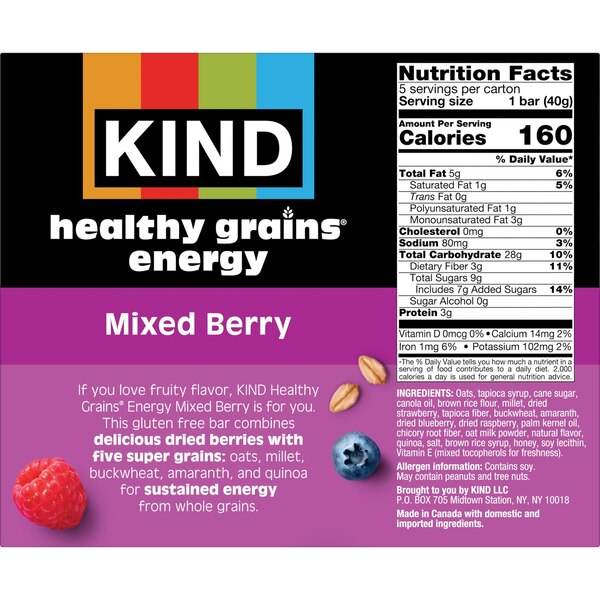 Kind Snacks, Healthy Grains Energy Bar Mixed Berry, 1.41 oz 