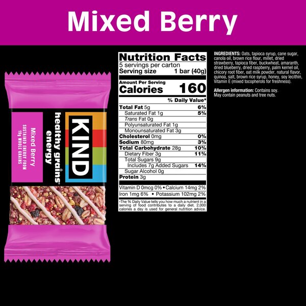 Kind Snacks, Healthy Grains Energy Bar Mixed Berry, 1.41 oz 
