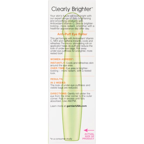 Garnier Skin Active Clearly Brighter Anti-Puff Eye Roller, 0.5 OZ