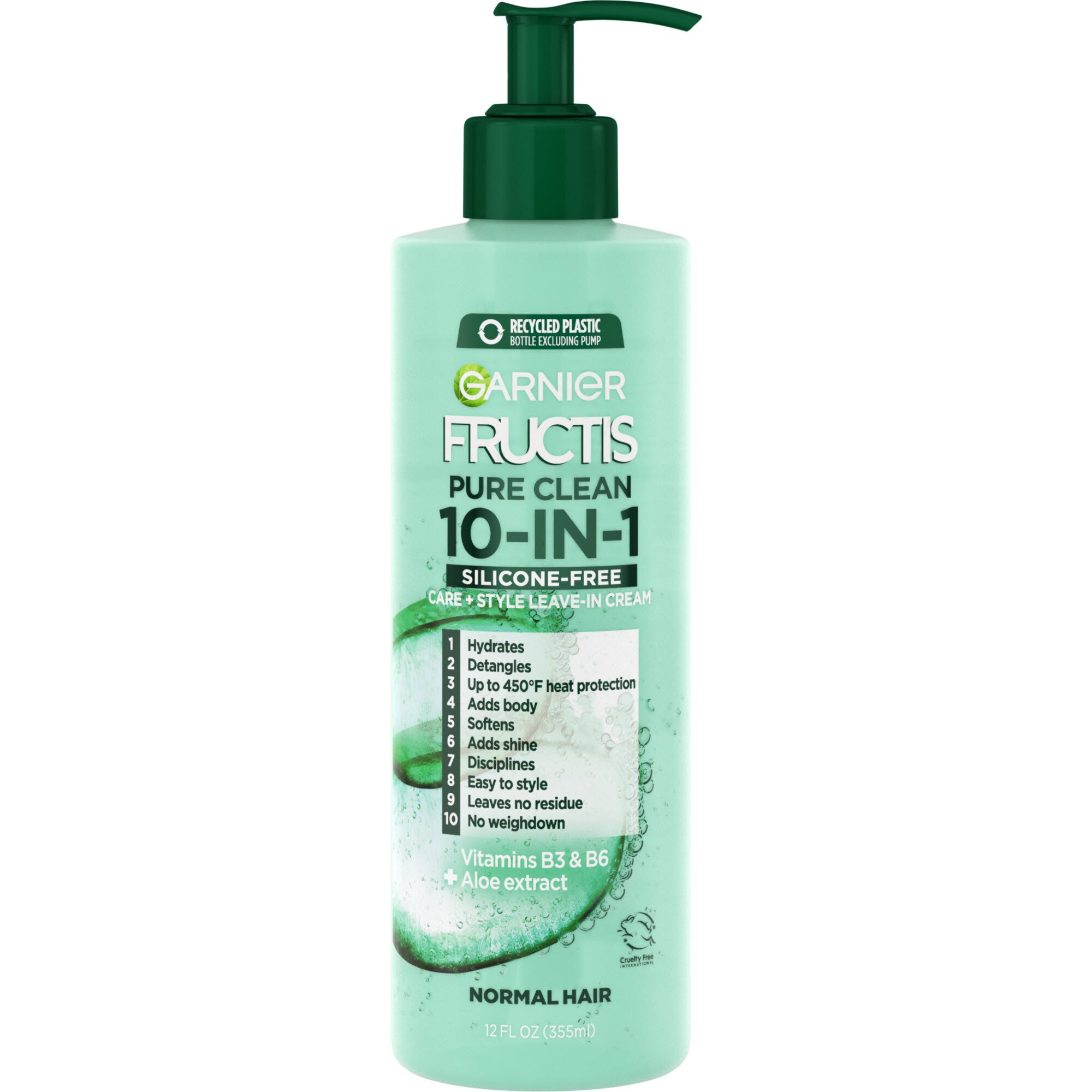 Garnier Fructis Pure Clean 10-in-1 Care and Styling Leave In Cream, 12 OZ