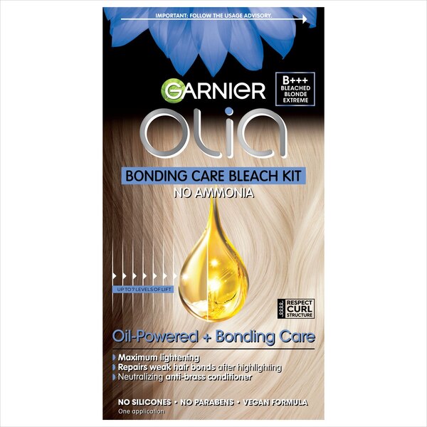 Garnier Olia Oil Powered Ammonia Free Hair Bleach Kit, B+++ Bleached Blonde Extreme