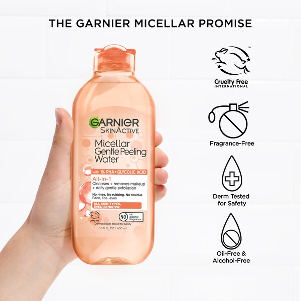 Garnier SkinActive Micellar Gentle Peeling Water with PHA , Glycolic Acid, 13.53 fl oz