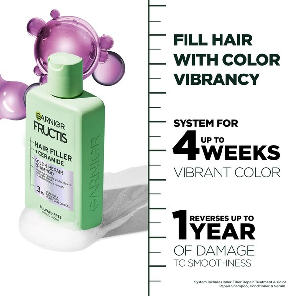 Garnier Fructis Hair Filler Ceramide Color Repair Shampoo, 10.1 OZ