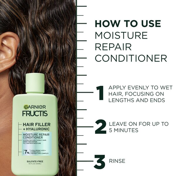 Garnier Fructis Hair Filler Hyaluronic Moisture Repair Conditioner, 10.1 OZ